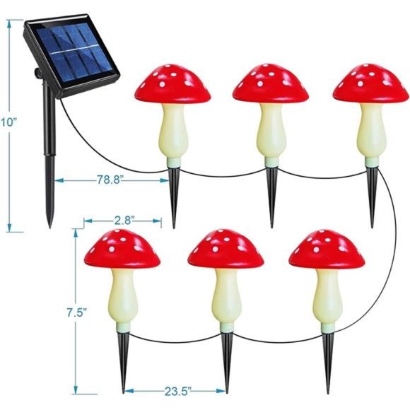 New Upgraded Waterproof Solar Mushroom Lights Outdoor Decor, 8 Modes for Garden - Picture 2 of 7